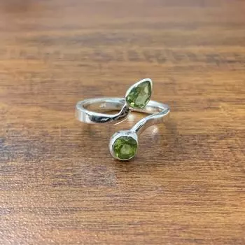 Кольцо с драгоценным камнем перидот, дизайнерское кольцо ручной работы, штабелируемое кольцо, подарок для нее, женское кольцо, серебро 925 пробы 6