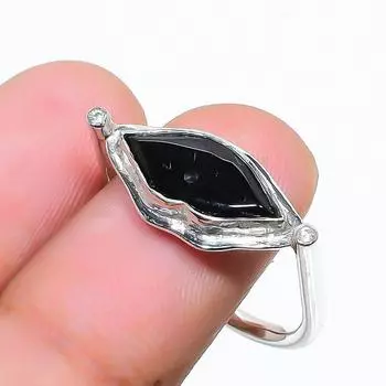 Кольцо с драгоценным камнем «Поцелуй губ» из черного оникса, 925 пробы, ювелирное изделие из стерлингового серебра, размер 8,5 (США), подарок 8.5 US