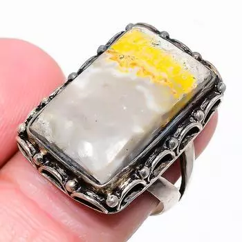 Кольцо с драгоценным камнем яшма шмеля из стерлингового серебра 925 пробы, размер 8 G3M10 8 жёлтый