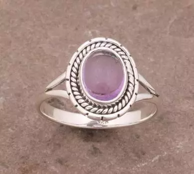 Кольцо с драгоценным камнем с аметистом, дизайнерское кольцо ручной работы в стиле бохо, эффектное кольцо, серебряные подвески, подарок для нее, подарок на день рождения, серебро 925 пробы 6