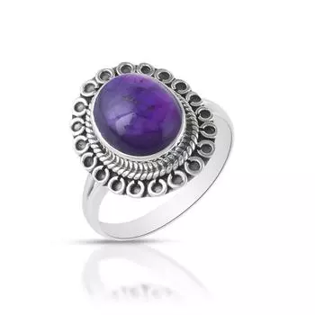 Кольцо с драгоценным камнем с аметистом, кольцо из твердого серебра 925 пробы, кольцо ручной работы, кольцо с безелем, кольцо для свадебного подарка, кольцо для женщин 6