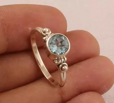 Кольцо с драгоценным камнем с голубым топазом, Кольцо из цельного серебра 925 пробы, Дизайнерское кольцо, Кольцо ручной работы, Дизайнерское кольцо, Богемное кольцо, Серебряные украшения 5
