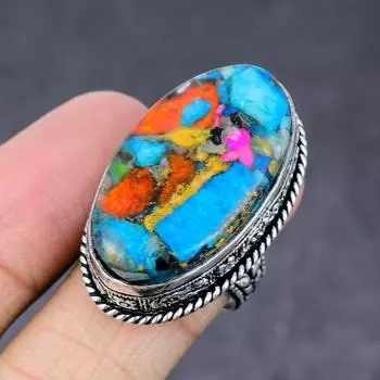 Кольцо с драгоценным камнем Spiny Oyster из стерлингового серебра 925 пробы, размер 9, k2l79