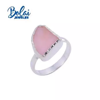 Кольцо с драгоценным камнем в стиле барокко, кольцо ручной работы с натуральным розовым опалом, грубое кольцо с драгоценным камнем, серебро 925 пробы, модные женские ювелирные украшения us ring size 7# розовый
