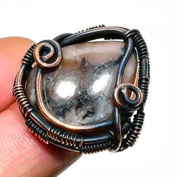 Кольцо с драгоценным камнем в виде креста, размер 6,5, ручная работа, медная проволока