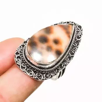 Кольцо с драгоценными камнями ручной работы из серебра 925 пробы, размер 8