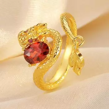 Кольцо с драконьим хвостом, женское рубиновое кольцо, нишевый дизайн, высокое чувство opening adjustable