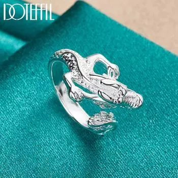 Кольцо с драконом из чистого серебра 925 пробы, модные свадебные украшения Opening