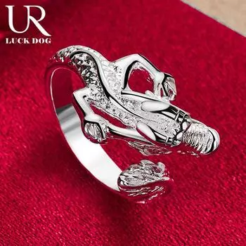 Кольцо с драконом из чистого серебра 925 пробы, модные свадебные украшения Opening