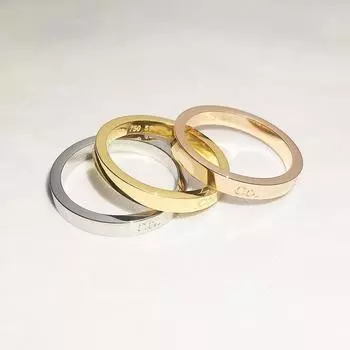 Кольцо с двойной буквой T без бриллианта, изогнутое кольцо с тремя бриллиантами No. 5