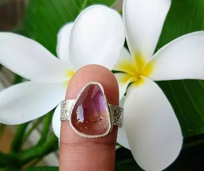 Кольцо с двухцветным аметрином из стерлингового серебра 925 пробы и драгоценными камнями, размер 7,5, рождество 7.5 US