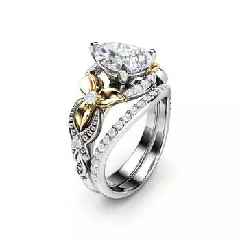 Кольцо с двухцветным драгоценным камнем, женский помолвочный комплект No. 5