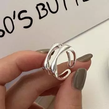 Кольцо с двухслойной каплей воды из стерлингового серебра S925, женское, в стиле Ins, с особым интересным дизайном, простой модный геометрический узор, открытое кольцо серебряный