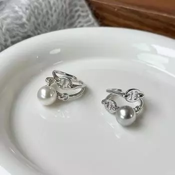 Кольцо с двумя рядами жемчужин в форме свиного носа, инкрустированное бриллиантами, женственный темперамент, легкая роскошь, нишевый дизайн, передовые чувства, регулируемое открывающееся кольцо Opening Adjustable