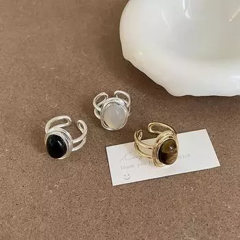 Кольцо с двумя слоями из натурального камня, женское, нишевое, дизайн, чувство ретро, индивидуальность, мода, темперамент, универсальное кольцо