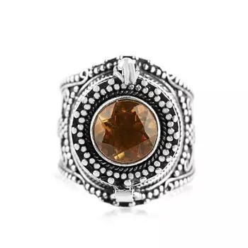 Кольцо с дымчатым кварцем и драгоценным камнем из стерлингового серебра 925 пробы Poison Box Designer Ring, уникальное кольцо, эффектное кольцо, новогодняя распродажа 6
