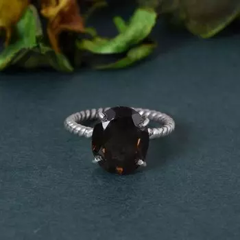 Кольцо с дымчатым кварцем, серебро 925 пробы, дизайнерское кольцо ручной работы, эффектное кольцо, женское кольцо, кольцо в стиле бохо, кольцо с камнем, серебряные украшения с подвесками 6