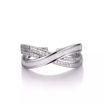 Кольцо с французским цирконием, позолоченное 18 карат: Геометрический и стильный открытый дизайн для женщин Adjustable Opening