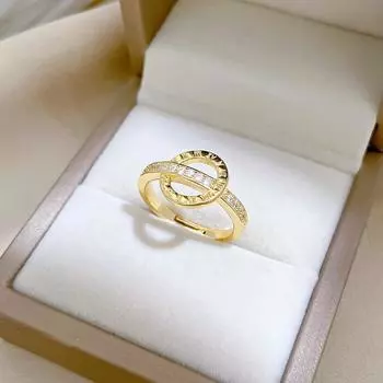 Кольцо с геометрическим цирконием для женщин 2024 года, новые модные золотые украшения, аксессуары для свадебной вечеринки Adjustable золотой