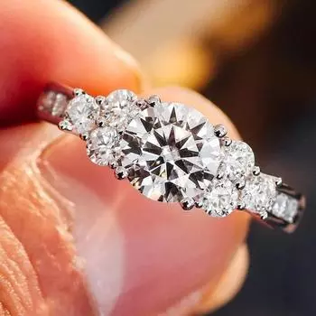 Кольцо с геометрическим дизайном для женщин, модное кольцо с инкрустацией из циркония, популярные легкие роскошные украшения No.6