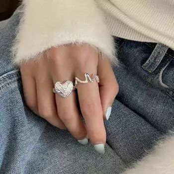 Кольцо с геометрической линией, женское модное простое кольцо Ins Wind Irregular Love Ring Open Ring
