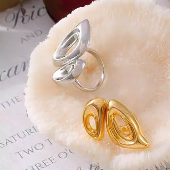 Кольцо с геометрией ветра в форме свиного носа, полое, с медным покрытием, золото 18 карат, простое, открытое, женское No. 7