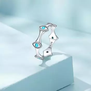 Кольцо с глазом дьявола из бирюзового серебра S925 Винтажные кольца с глазом дьявола 6 зелёный