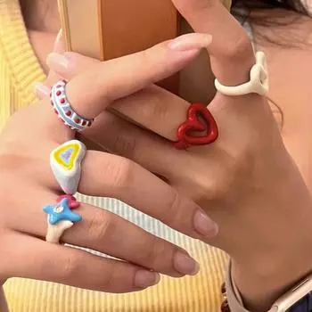 Кольцо с глазурью Dopamine Glaze, уникальное кольцо-сердечко, модное кольцо-открытие, подарок на День святого Валентина 04