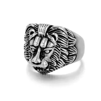 Кольцо с головой льва из титановой стали в стиле ретро в стиле хип-хоп, кольцо со старым львом 7