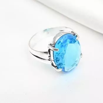 Кольцо с голубым топазом, драгоценные камни, кольцо из чистого серебра 925 пробы, ювелирное изделие ручной работы, кольцо с камнем по случаю рождения, подарок для него 4 синий