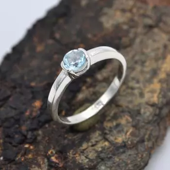 Кольцо с голубым топазом и драгоценным камнем, ювелирные изделия из стерлингового серебра 925 пробы, кольцо ручной работы, эффектное кольцо, ювелирные изделия для женщин 6 синий