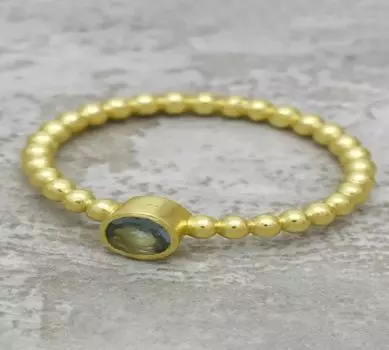 Кольцо с голубым топазом, кольцо ручной работы, эффектное кольцо, кольцо с позолотой 22 карата, винтажное кольцо ручной работы, изящное кольцо, женское кольцо 8