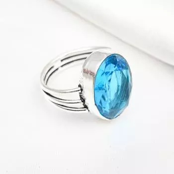 Кольцо с голубым топазом, ювелирные изделия из цельного серебра 925 пробы с драгоценными камнями, кольцо ручной работы, на День благодарения 4 синий