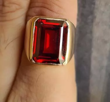 Кольцо с гранатом для мужчин и женщин, кольцо с печаткой, стерлинговое серебро 925 пробы, ювелирные изделия ручной работы, подарок партнеру, драгоценный камень 12x16 мм 5 медный