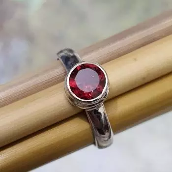 Кольцо с гранатом, ювелирные изделия из драгоценных камней, серебряное кольцо 925 пробы, кольцо ручной работы, женское кольцо, штабелируемое кольцо, круглый камень, подарок на день рождения 6