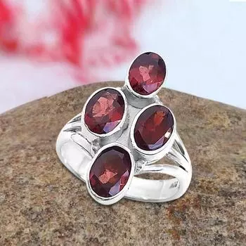 Кольцо с гранатовым камнем, кольцо из цельного серебра 925 пробы, кольцо с камнем по случаю рождения, эффектное кольцо, свадебный подарок, распродажа на День благодарения 6