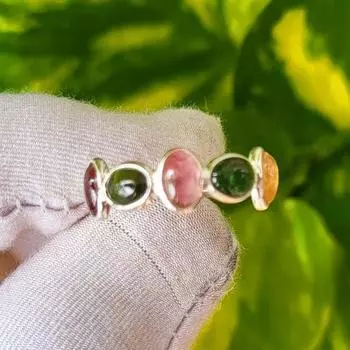 Кольцо с грушевидной огранкой из стерлингового серебра 925 пробы с натуральным турмалином, размер 7, подарочное кольцо США A27 7 US