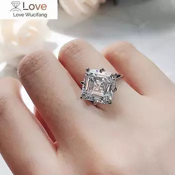 Кольцо с имитацией бриллианта Cz в огранке «принцесса» 6 карат, белое золото, обещание, обручальное кольцо, кольца для женщин, ювелирные изделия для вечеринок 10