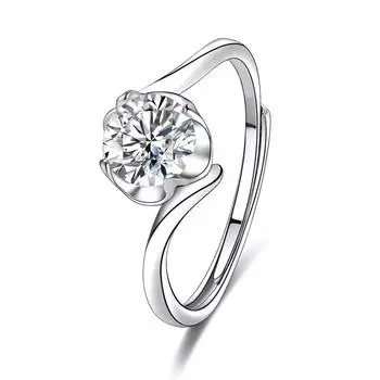 Кольцо с имитацией бриллианта для женщин, обручальное кольцо с витым цирконием, кольцо с имитацией бриллианта моцареллы. opening adjustable