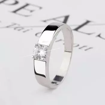 Кольцо с имитацией четырех когтей и бриллиантом, имитация муассанита, мужское, 0,5 карата, свадьба, ищу пары мужчин и женщин для парных колец на День святого Валентина No. 4 US size розового золота