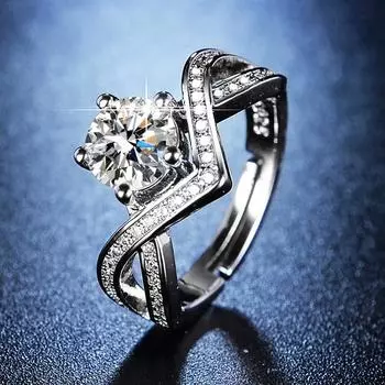 Кольцо с имитацией муассанита для женщин Ins High-end Classic Crown Diamond женское кольцо opening adjustable