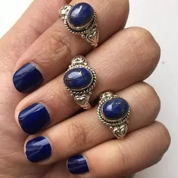 Кольцо с инициальным камнем • Кольцо с буквой от Sunrise • Кольцо для матери • Подарки на день рождения • Подарки подружкам невесты Free Size (5 Pcs ) синий