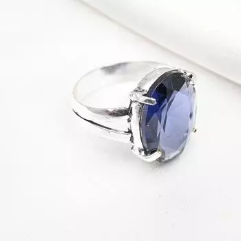 Кольцо с иолитом, кольцо из чистого серебра 925 пробы, ювелирные изделия ручной работы с драгоценными камнями, подарки для жены, абсолютно новое кольцо 4 синий