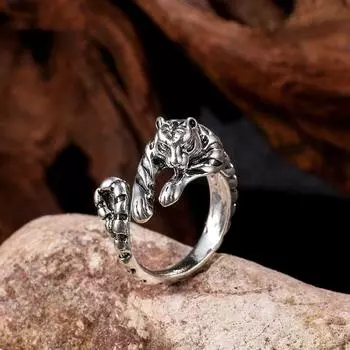 Кольцо с изображением свирепого тигра из старинного золота и серебра, индивидуальное кольцо в стиле животного, подарки на вечеринку золотой