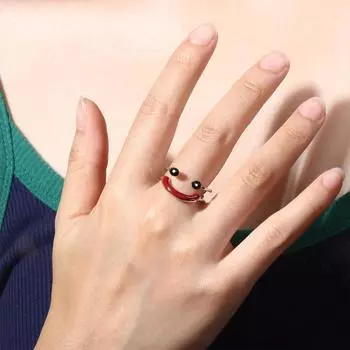 Кольцо с изображением улыбающегося лица, мультяшное улыбающееся лицо, цинковый сплав, кольцо с милым улыбающимся лицом, открытые кольца для вечеринки серебряный