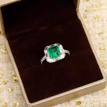 Кольцо с изумрудом и бриллиантами, чистое серебро 925 пробы, размер 6-7-8, 18-каратное золото, гальваническое покрытие, ювелирные изделия высокого класса, ювелирные изделия высокого качества 6