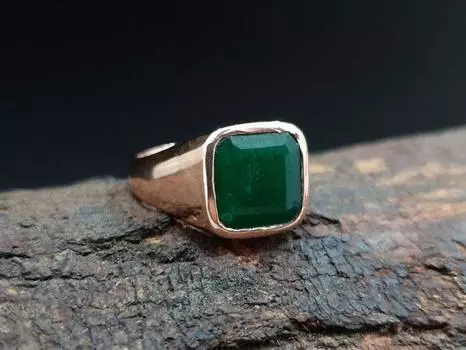 Кольцо с изумрудом, серебро 925 пробы, кольцо из розового золота, кольцо ручной работы, кольцо с пасьянсом, кольцо-подушка, обручальное кольцо, свадебный подарок 6