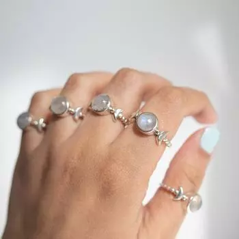 Кольцо с камнем-багетом на пять пальцев от Sunrise Jewelrs • Подарок лучшему другу • Подарок на годовщину • Регулируемое персонализированное кольцо с драгоценным камнем • Free Size (5 Pcs) белый