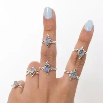 Кольцо с камнем-багетом на пять пальцев от Sunrise Jewelrs • Подарок лучшему другу • Подарок на годовщину • Регулируемое персонализированное кольцо с драгоценным камнем Free Size(5Pcs) белый