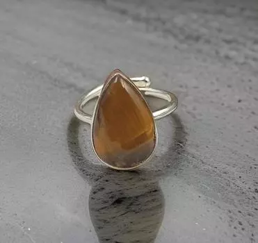 Кольцо с камнем тигрового глаза, кольцо из стерлингового серебра 925 пробы, регулируемое кольцо, серебряное кольцо в стиле бохо, кольцо ручной работы, кольцо с камнем в июне, женское серебряное кольцо.